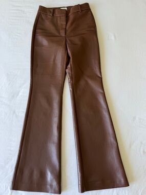 Wilfred Aritzia Melina Faux Leather Flare Pants Brown
